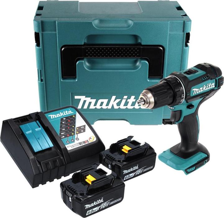 Actual product image Makita DDF 482 RGJ cordless drill driver 18 V 62 Nm + 2x battery 6.0 Ah + charger + Makpac (Rechargeable battery operated)