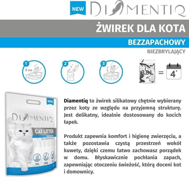 Actual product image Diamentiq Neutral - Cat litter - 30 litres (Antibacterial, Fast absorbing, Non-clumping, Non-dusting, 28 kg)