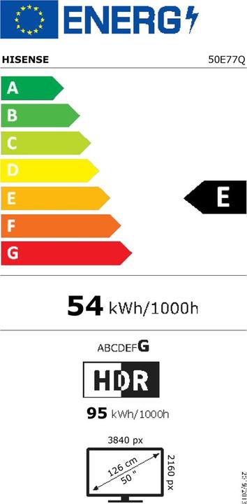 Energie-Label Hisense TV 50E77Q (50", QLED, UHD, 2025)