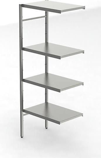 Actual product image kaiserkraft Stainless steel boltless shelving, 4 smooth shelves
