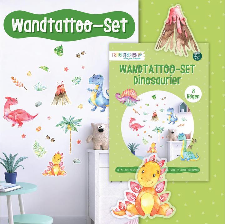Produktbild Papierdrachen Wandtattoos - Dinosaurier - Set 5 (2 x 22 x 32 cm)