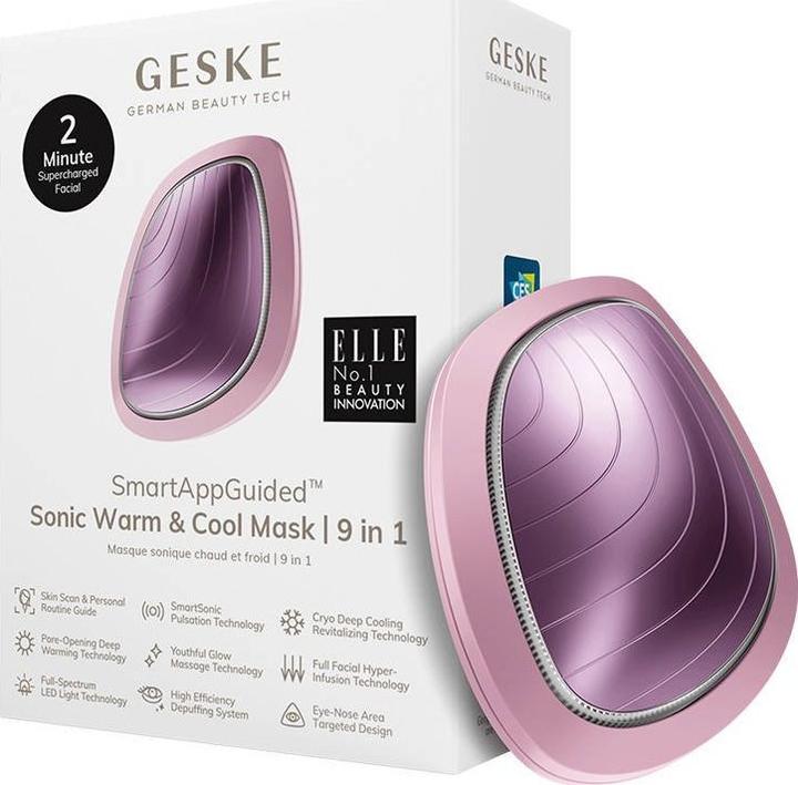 Konjac Sponge Soniczny masażer do twarzy Cool & Warm 9w1 Geske z Aplikacją (różowy)