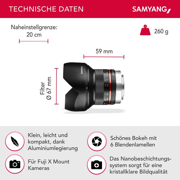 Actual product image Samyang 12mm f/2 NCS CS Fujifilm XF (Fujifilm Fujinon XF, APS-C / DX)