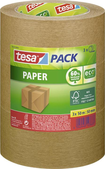Actual product image tesa Tesapack 3x PAPER ecoLogo packing tape (50 mm)