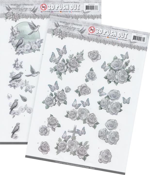Produktbild Amy Design 3D-Stanzbogen-Set "Words of Sympathy" (2 x)