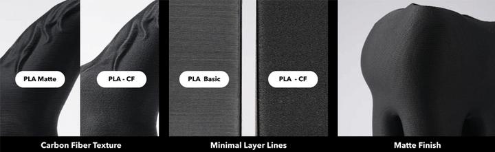 Actual product image Bambu Lab PLA CF - Lava Gray - 1.75mm (PLA, 1.75 mm, Grey)