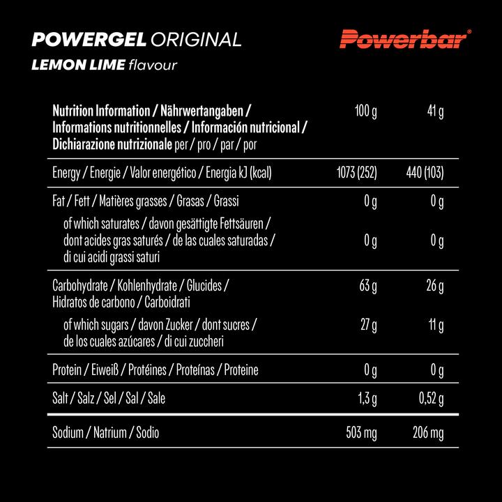 Valori nutrizionali e ingredienti Powerbar Originale (Calce dolcissima, Limone, 24 pz., 984 g)