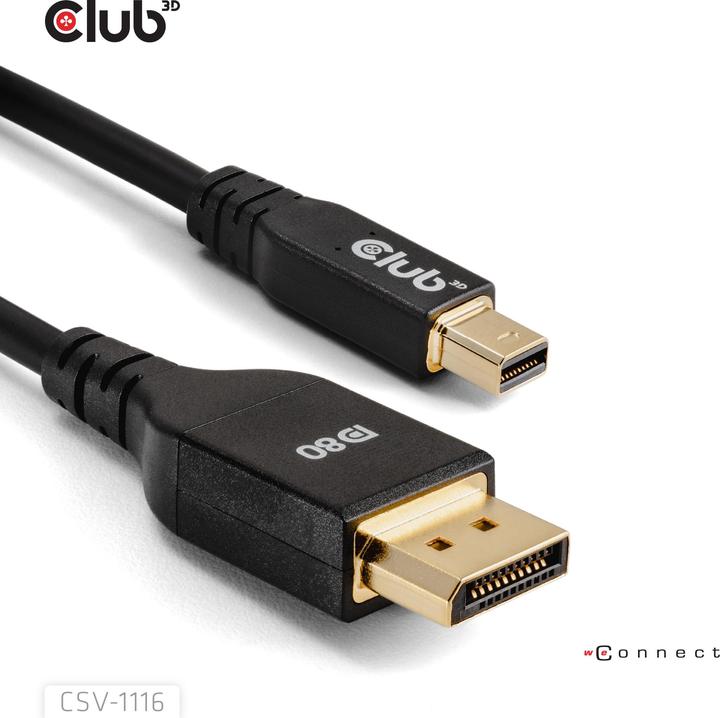 Image du produit Club 3D Câble Club3D Mini DP <> DisplayPort DP80 1m St/St retail (1 m, DisplayPort)