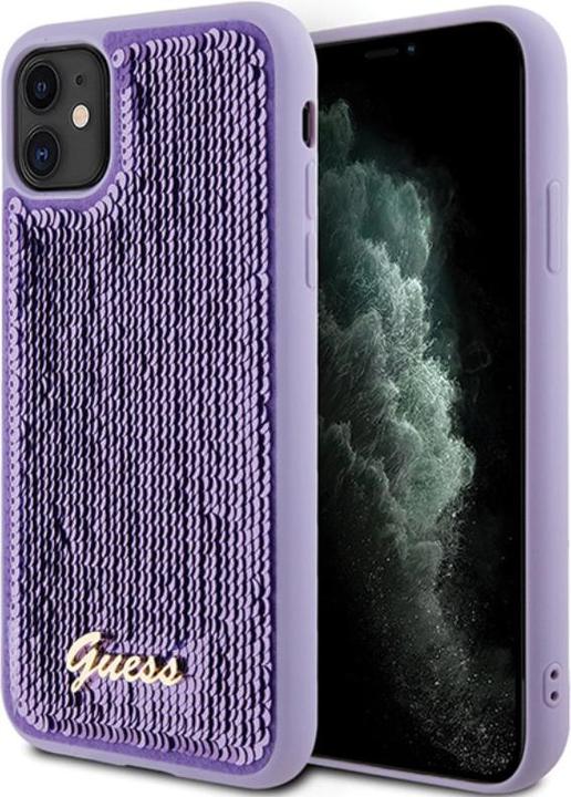Actual product image Guess GUHCN61PSFDGSU iPhone 11 / Xr 6.1" fioletowy/purple hardcase Sequin Script Metal (Apple iPhone 11)