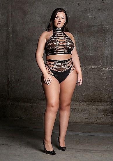 Productafbeelding Le Désir Carpo XLVI - Tweedelig met coltrui, croptop en panty - Plus Size (Eén maat voor iedereen)