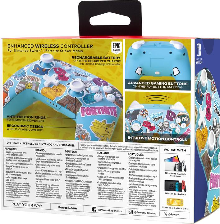 Image du produit PowerA Enhanced Wireless Controller - Fortnite Sticker Mania (Switch Lite, Switch OLED, Switch)