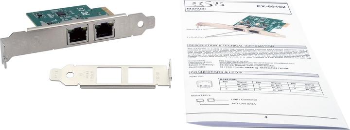 Actual product image Exsys GmbH Dual PCIe network card 2x 1Gigabit (Mini PCI Express)