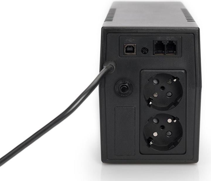 Actual product image Digitus Line Interactive USV 600VA/360W black 2xSchuko 2xRJ11 AVR H279xB101xD142 mm (600 VA, 360 W, Line-interactive UPS)