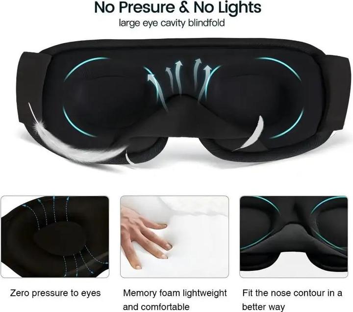 Image du produit Boruit Masque de sommeil 3D réglable - Noir (Masque de sommeil)