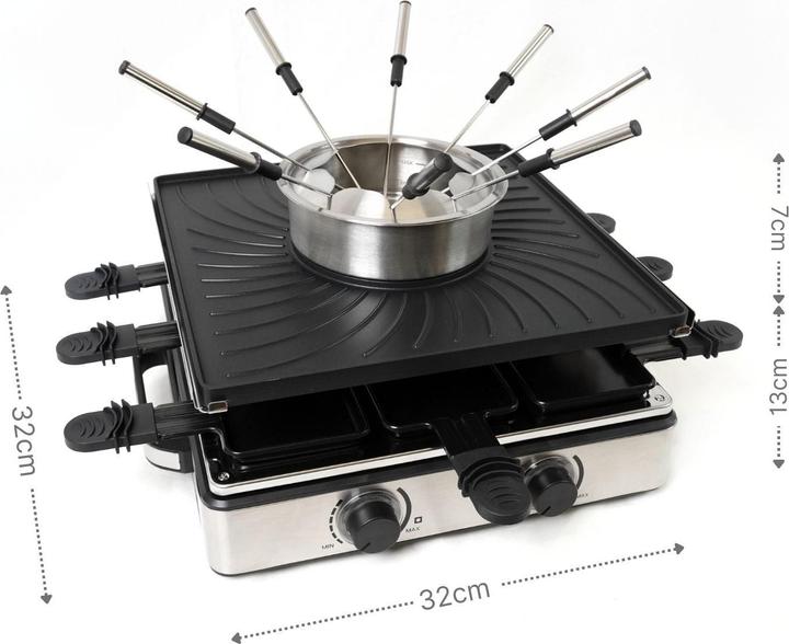 Produktbild Hermex Raclette-Grill mit Fonduetopf Raclette-Set Fondue Chinoise Tischgrill