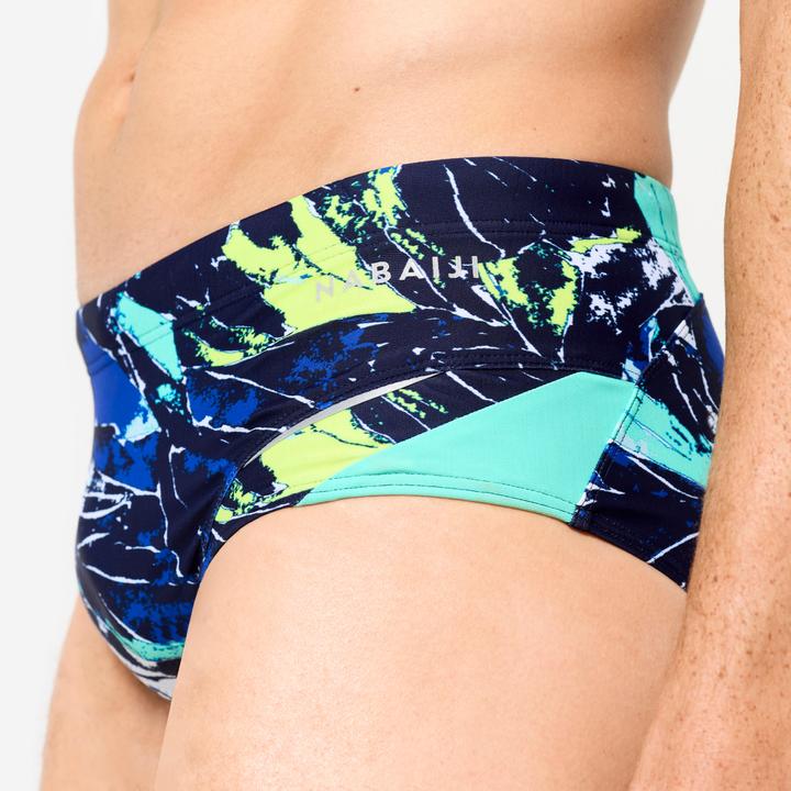 Produktbild Nabaiji Badehose Slip Herren Kastenform - 900 Motu blau/grün (40)