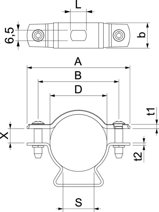 Actual product image OBO Bettermann ASL 733 36 ALU spacer clamp with slotted hole 30-36mm aluminium 1362826