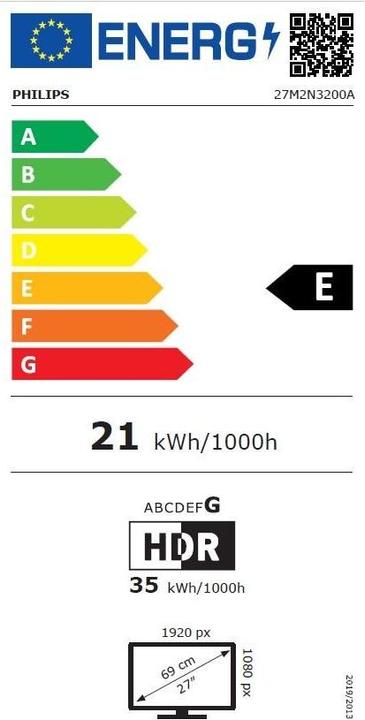 Label énergétique Philips 68,5cm (27,0") 27M2N3200A 16:09 2xHDMI+DP IPS bl/gr détail (1920 x 1080 pixels, 27")