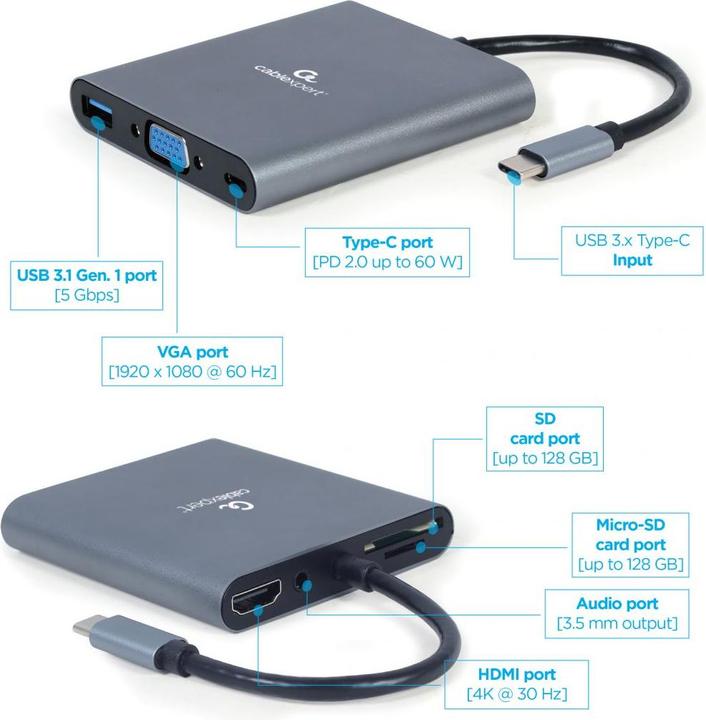 Actual product image Gembird A-CM-COMBO6-01 (USB-C, 1 Ports)
