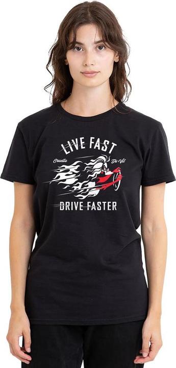Actual product image Disney Villains Unisex Adult Live Fast, Drive Faster Cruella De Vil T-Shirt (S)