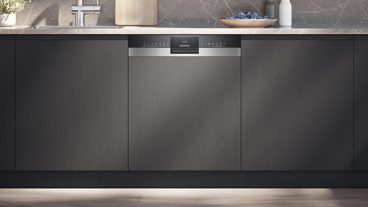 Actual product image Siemens iQ300, Semi-integrated dishwasher, 60 cm, Brushed steel, SN53ES04TE