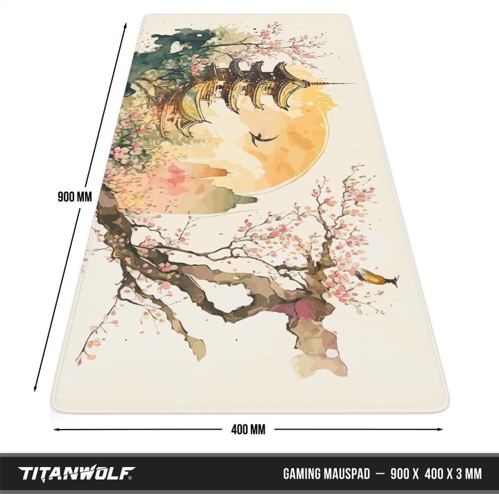 Actual product image Titanwolf Gaming Mauspad, 900 x 400mm XXL Speed Gaming Mausmatte, Mousepad Extragrosse Fläche, Japan Painting (XXL)