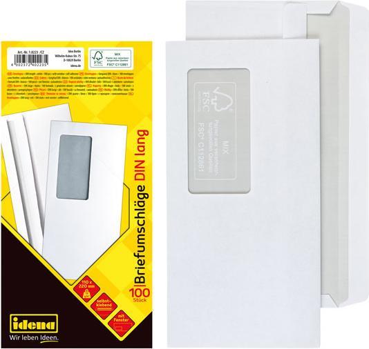 Produktbild Idena BU DL weiss 75g 100er sk m.F. FSC-Mix (DIN lang (11 x 22 cm), 100 x)