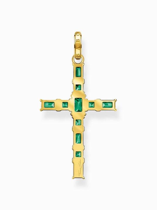 Image du produit Thomas Sabo Pendentif croix pierres vertes or (Argent 925)