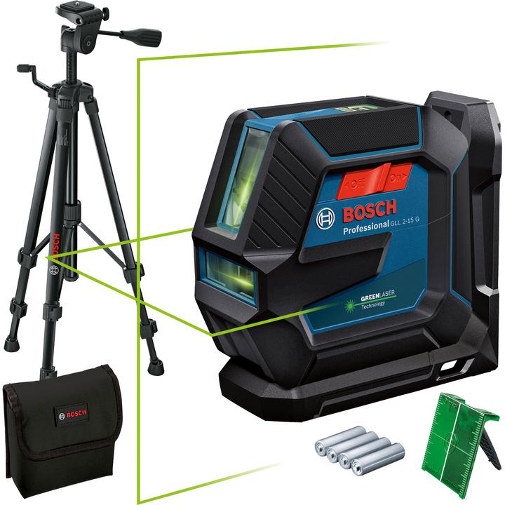 Universal holder, Laser target plate, Bag, Batteries, Construction Tripod