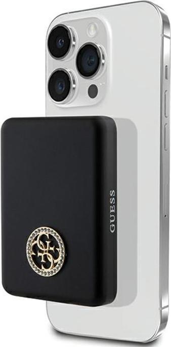 Image du produit Guess Powerbank indukcyjny 5W GUPBM3AL4DMK 3000mAh czarny/black MagSafe 4G Strassed Metal Logo (3000 mAh, 5 W)
