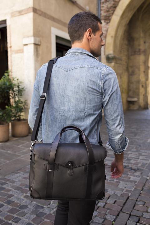 Produktbild Barber Shop Bob Cut Messenger Leder Schwarz (Kamera Schultertasche)