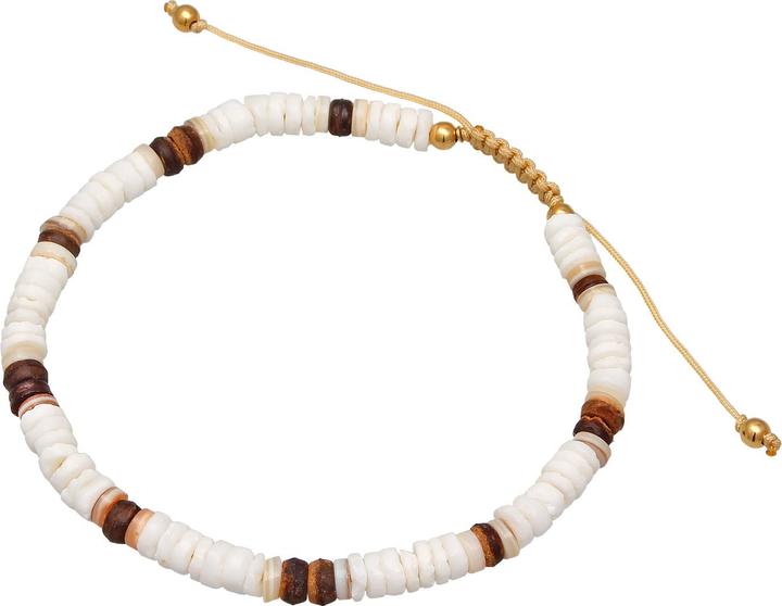 Produktbild Elli Fussschmuck Muschel Kokosnuss Holz Perlen 925 Silber (Muschel, Nylon, 925 Sterling Silber vergoldet, No Stein, 22 cm)