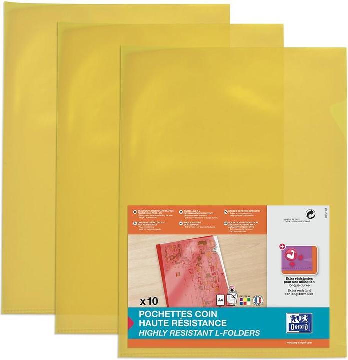 Image du produit Elba Pochettes transparentes, DIN A4, en PVC, jaune 0,15 mm (A4, 10 x)