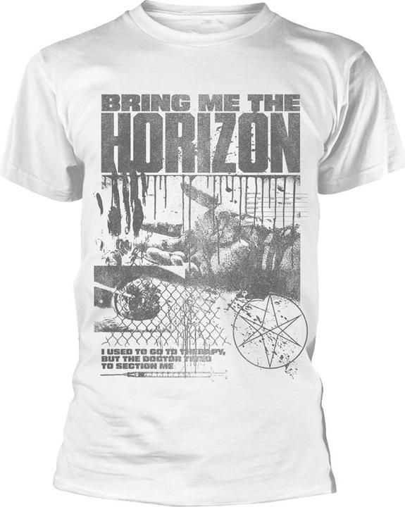 Bring Me The Horizon T Shirt Therapy Band Logo Official Mens White S (S)