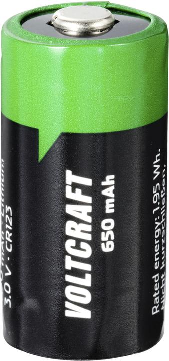 Immagine prodotto Voltcraft Batteria ricaricabile speciale CR 123 Litio 3 V 650 mAh (RCR123A, 650 mAh)