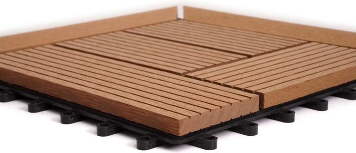 Immagine prodotto Swisshandel24 Piastrella per pavimento angolare WPC Rodano + Finitura, Terrazza effetto legno, 30x30cm Premium (1 x, 30 x 30 cm)