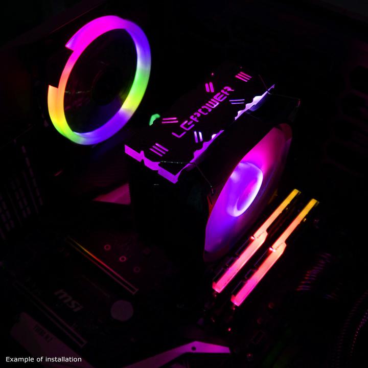 Actual product image LC-Power LC-CC-120-ARGB-PRO, 800-1800 rpm, 58 CFM, 4-pin PWM, RGB LED, DC (75 mm)