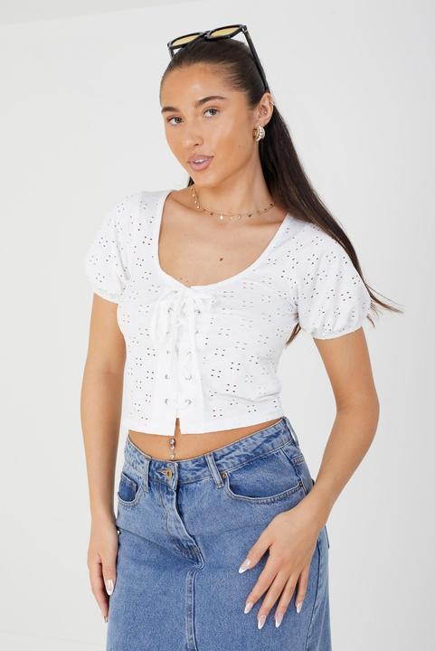 Produktbild Brave Soul Tessa Broderie Anglaise Top mit Spitzeneinsatz Frauen (M)