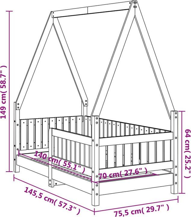 Produktbild VidaXL Kinderbett (70 x 140 cm)