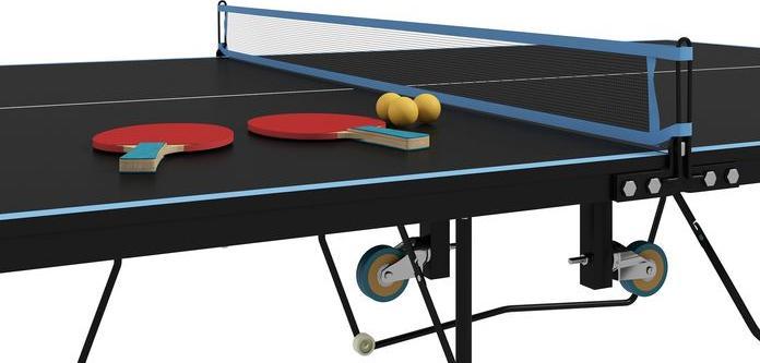 Actual product image Swisshandel24 Tischtennisplatte, Klappbar Tischtennistsich mit Netz, Rollen, Schwarz