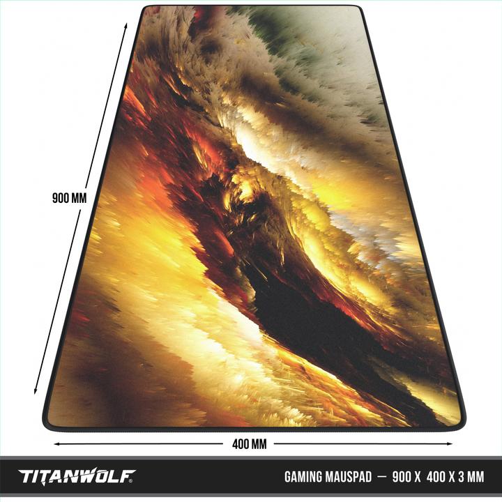 Produktbild Titanwolf Gaming Mauspad, 900 x 400mm XXL Mausmatte, verbessert Präzision & Geschwindigkeit, Golden Storm (XXL)