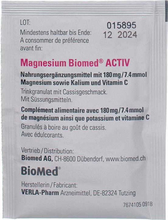 Nutritional values and ingredients Biomed Magnesium Activ (40 Piece, Sachet, 228 g)