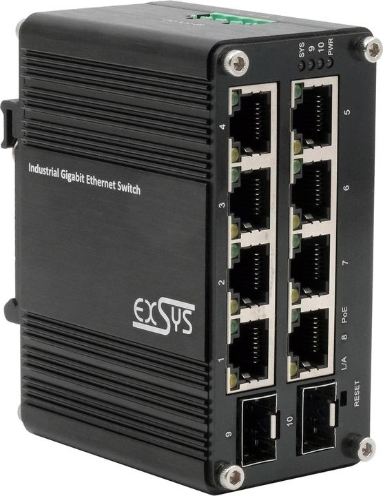 Productafbeelding Exsys Web-Managed Mini PoE+ Switch 8x 1 Gbit/s + 2x SFP (10 Havens)