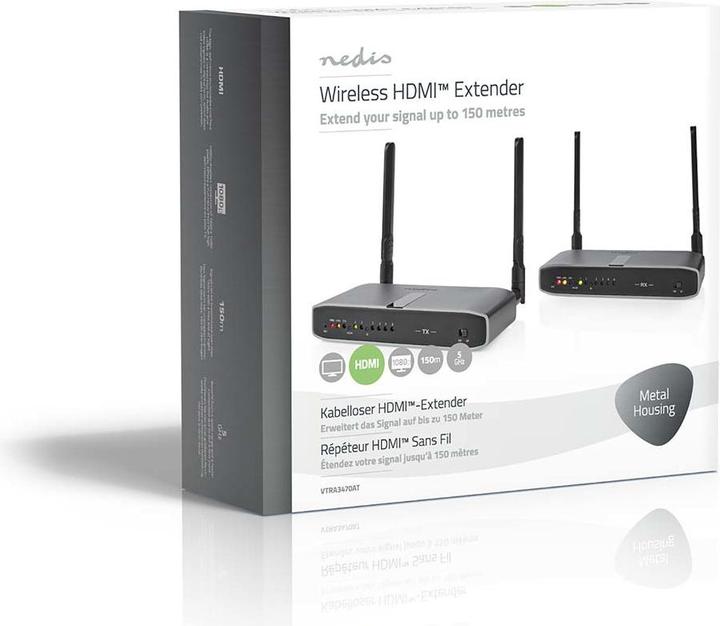 Immagine prodotto Nedis Wireless HDMI ™ Trasmettitore | WLAN | 5,15 - 5,85 MHz | 100,0 m (linea di vista) | Risoluzione (0.08 m, HDMI)