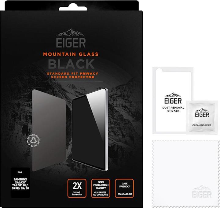 Immagine prodotto Eiger Privacy Sichtschutz-Glas Standard Fit Mountain Glass Tablet Black (1 Pezzo/i, Galaxy Tab S8, Galaxy Tab S9 FE, Galaxy Tab S9, Galaxy Tab S7)
