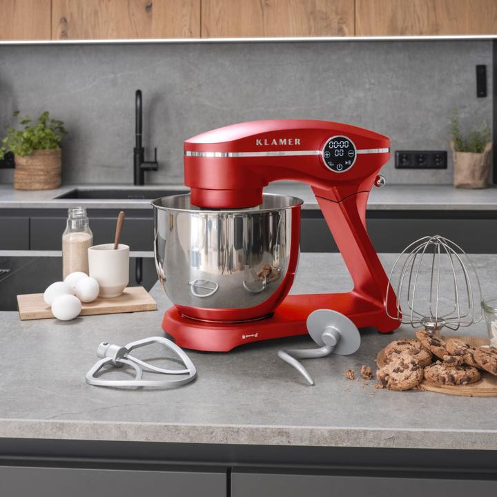 Actual product image KLAMER Küchenmaschine, Knetmaschine mit 6 Liter Edelstahl Schüssel (1800 W)