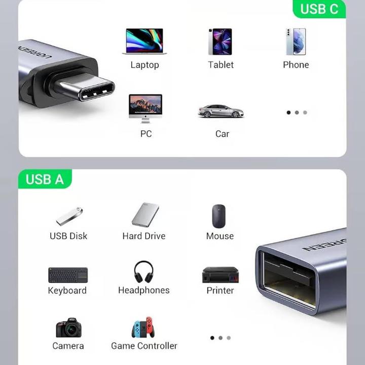 Produktbild Ugreen USB-C 3.1 zu USB-A 3.0 Buchse Adapter (USB Typ C, USB-A)