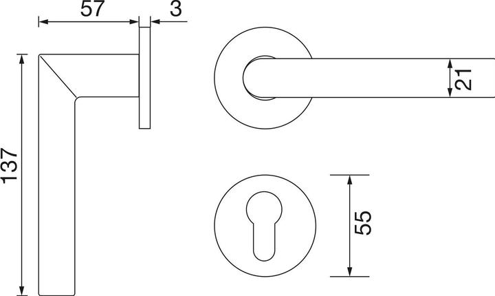 Actual product image FSB Door fitting 1076 | Door handle on flat rose BB, 38-42 | black matt (Door handle)