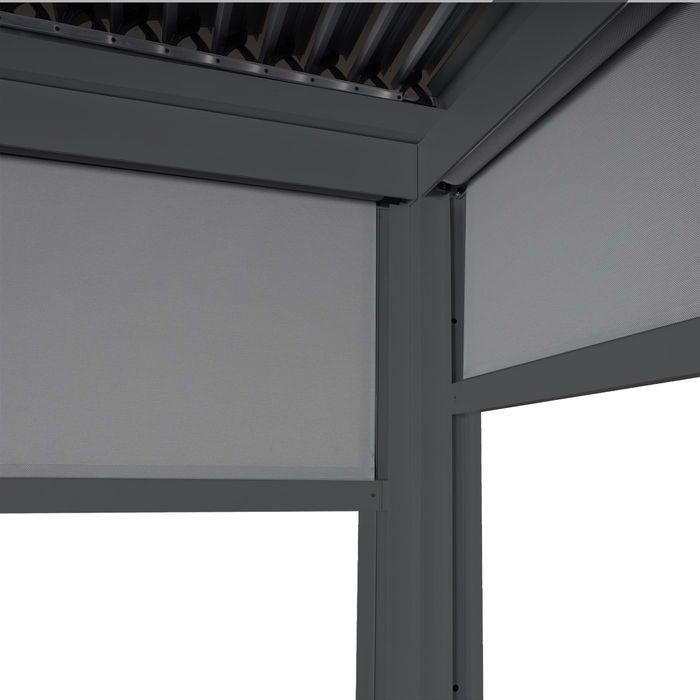 Image du produit Mendler Alu Pergola HWC-L41 mit 2x Seitenwand, stabiles 8cm-Metall-Gestell 3x3,7m, anthrazit (368 cm, 306 cm)