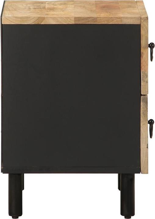 Actual product image VidaXL Bedside table Bedside cabinet Bedside chest of drawers Bedside console Black Rough mango wood (40 x 33.5 x 46 cm)